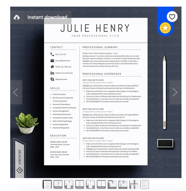 yoga resume template