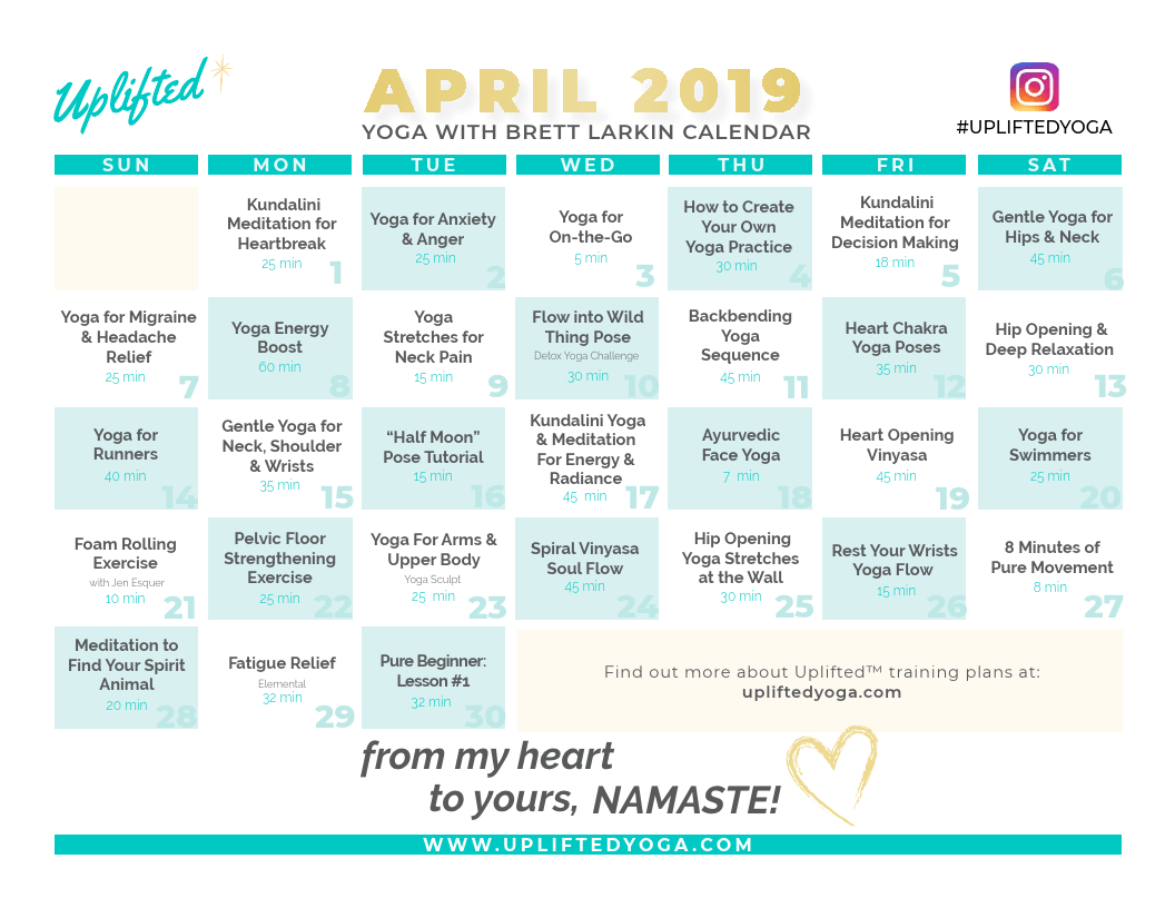 april 2019 calendar