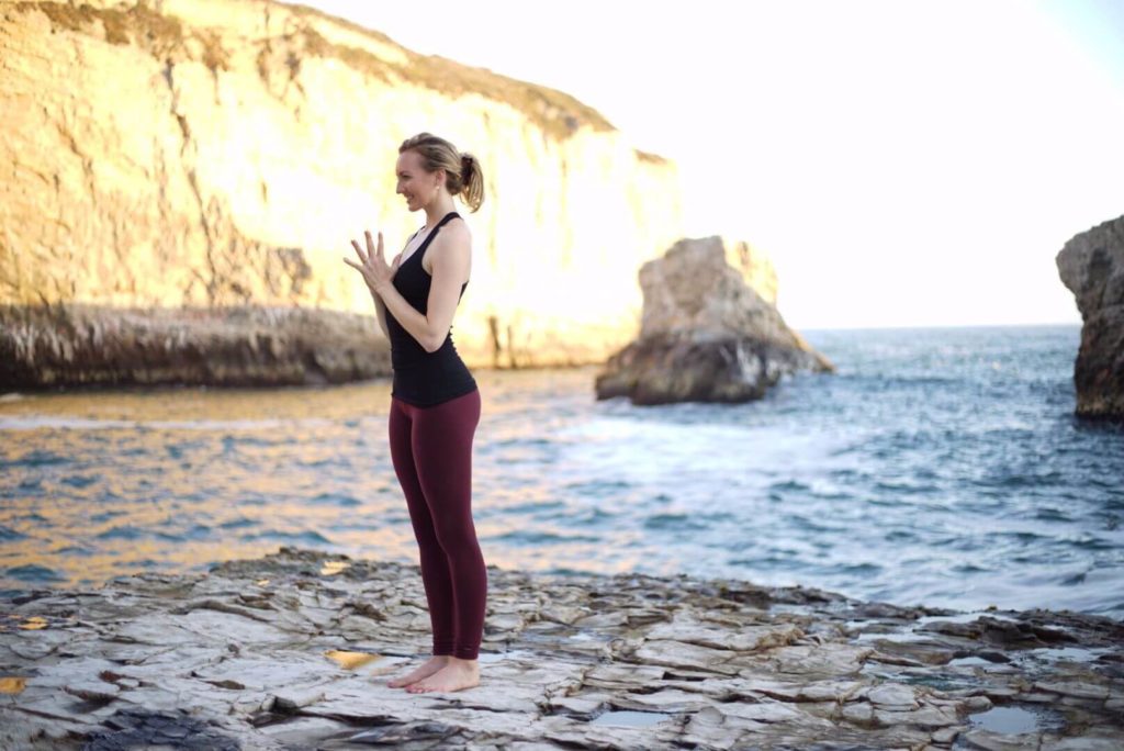 tadasana prayer hands mountain pose