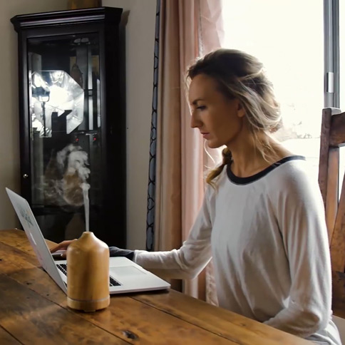 Woman working from home on her laptop