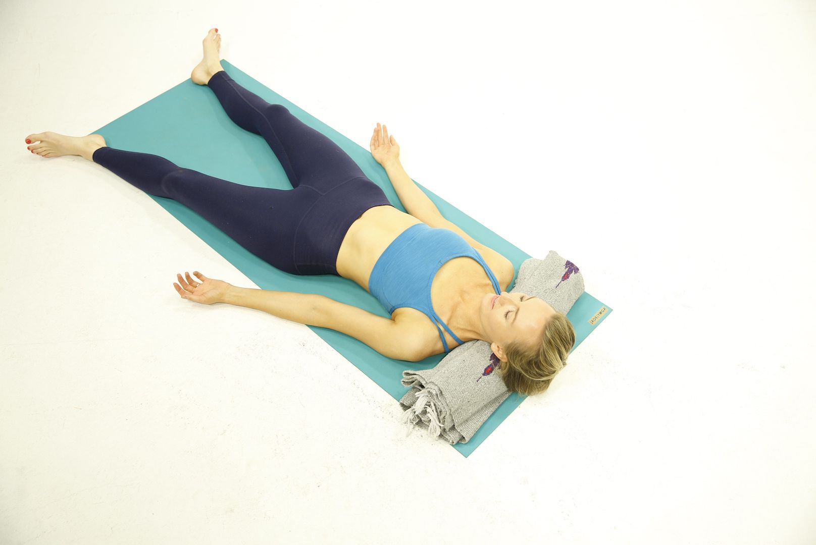 top view of savasana with head support