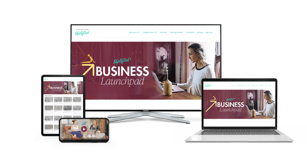 yoga business launchpad course on multiple devices