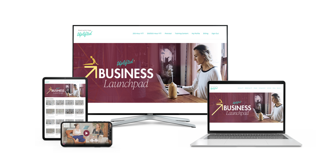 yoga business launchpad course on multiple devices