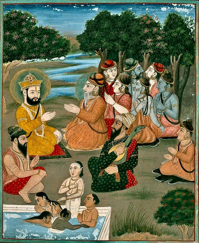 painting of Guru Nanak spreading Sikh wisdom