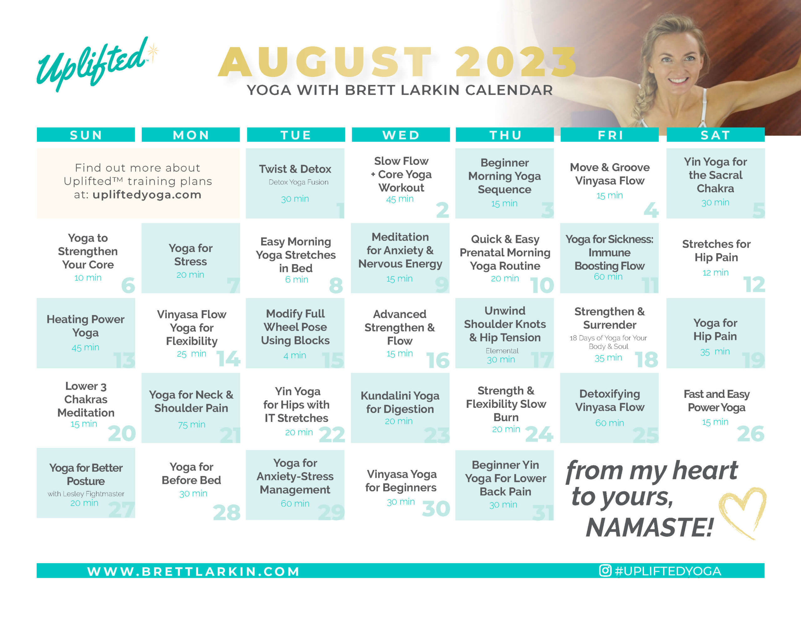 yoga calendar august 2023
