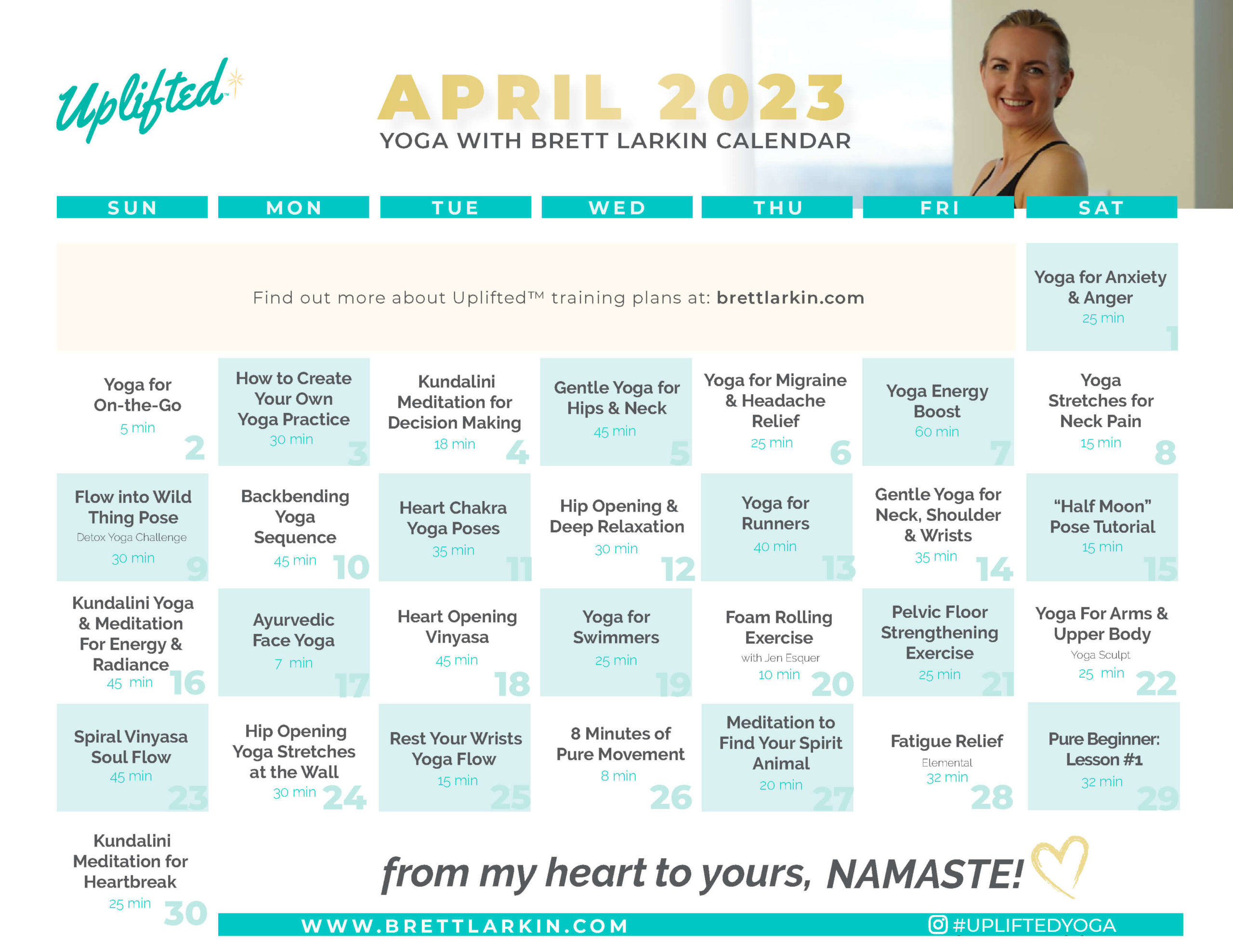 yoga calendar april 2023