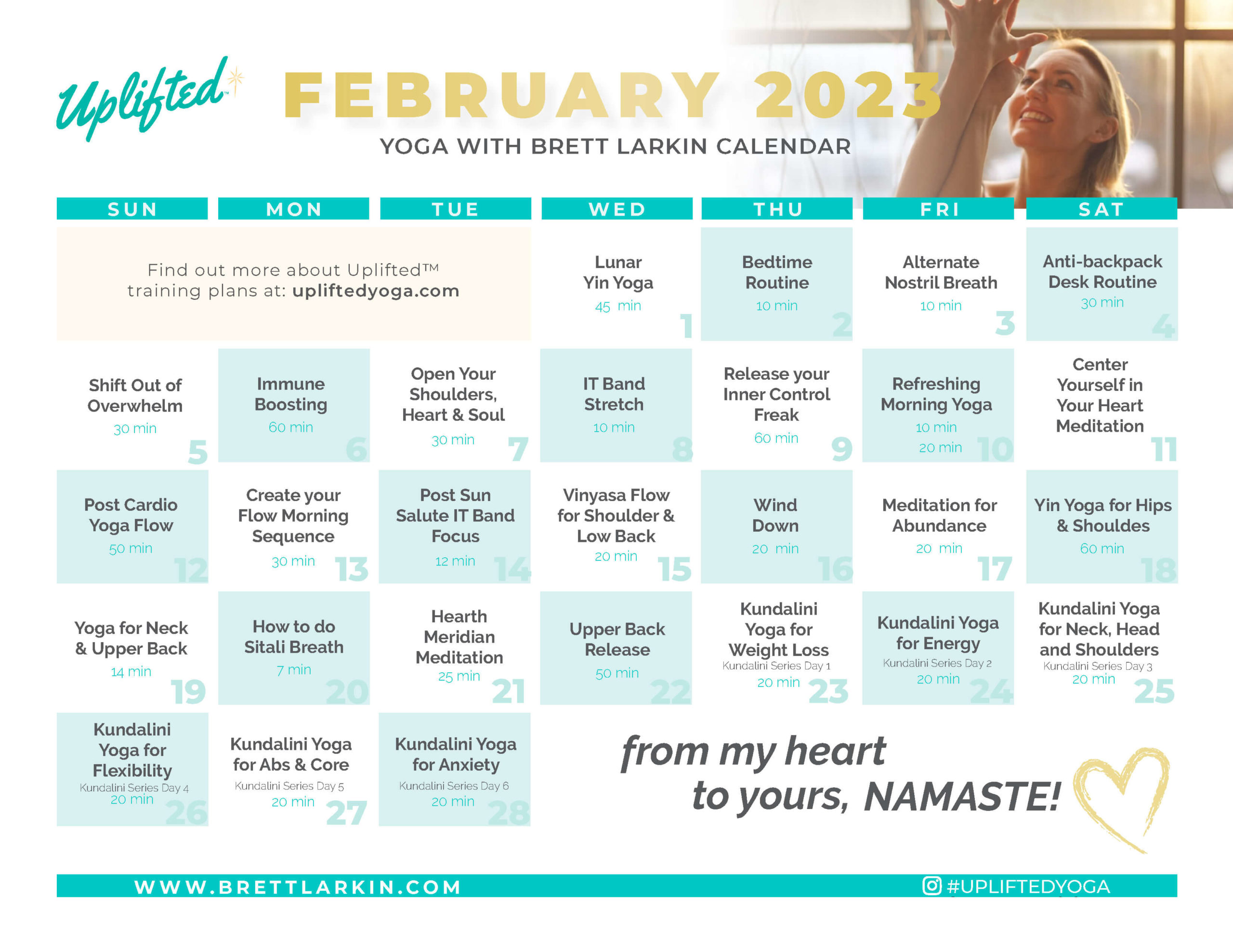 yoga calendar february 2023
