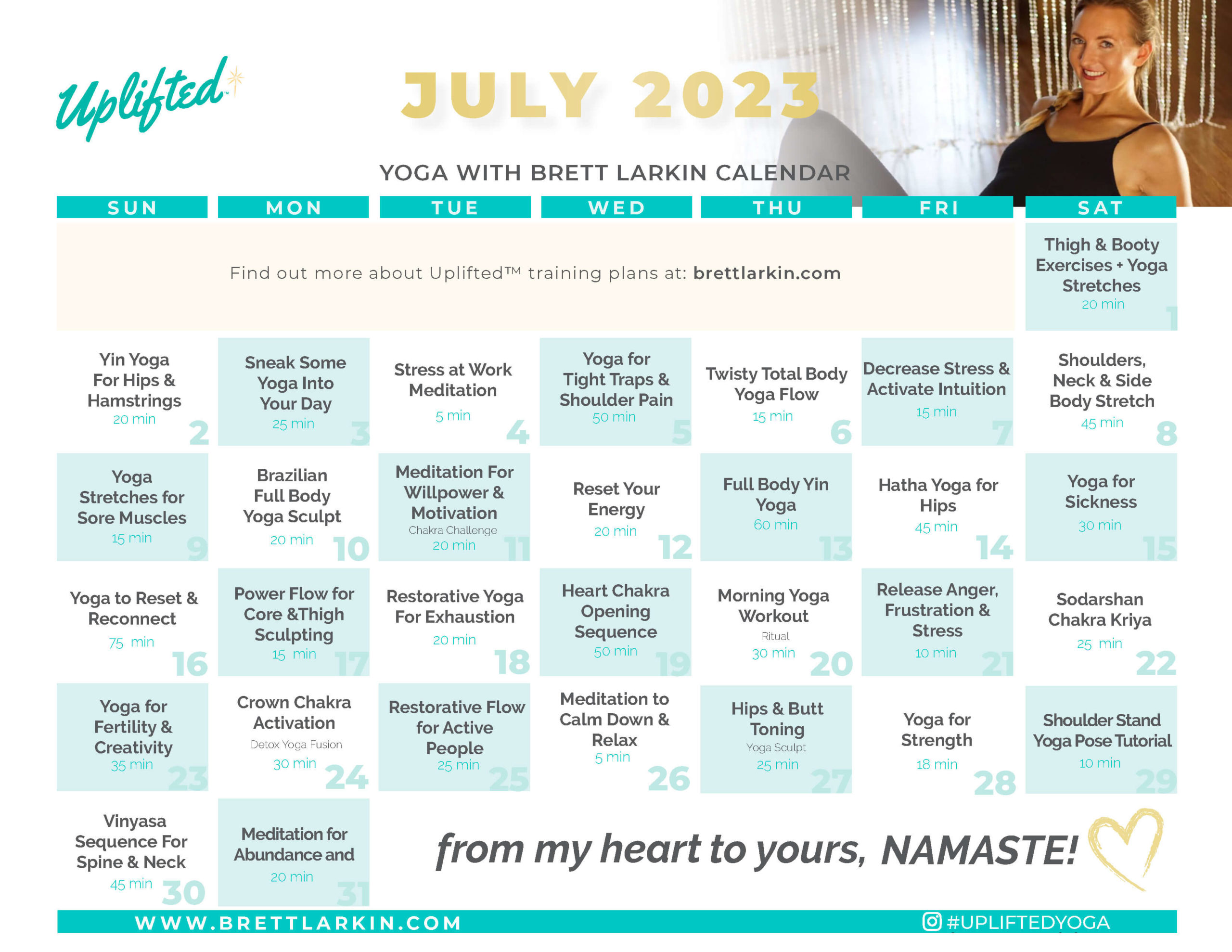 yoga calendar july 2023