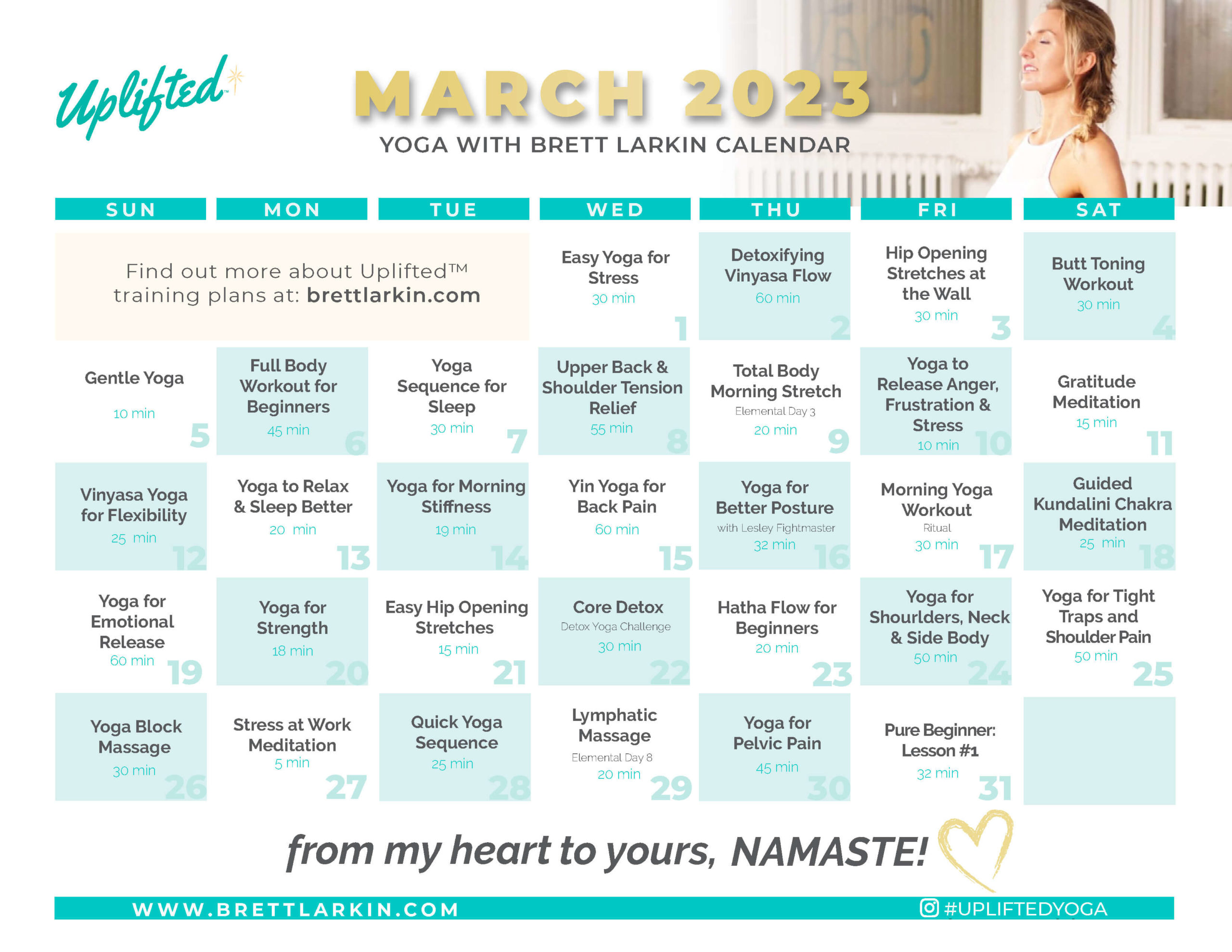 yoga calendar march 2023