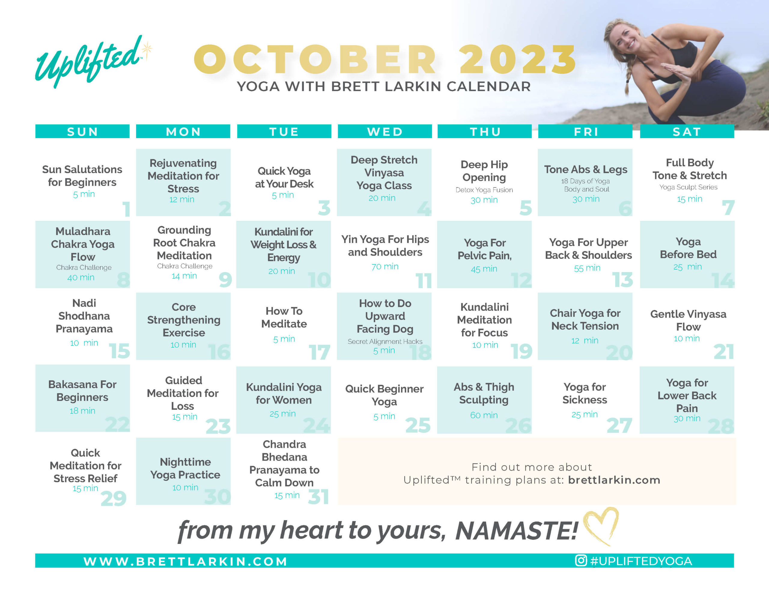 yoga calendar october 2023