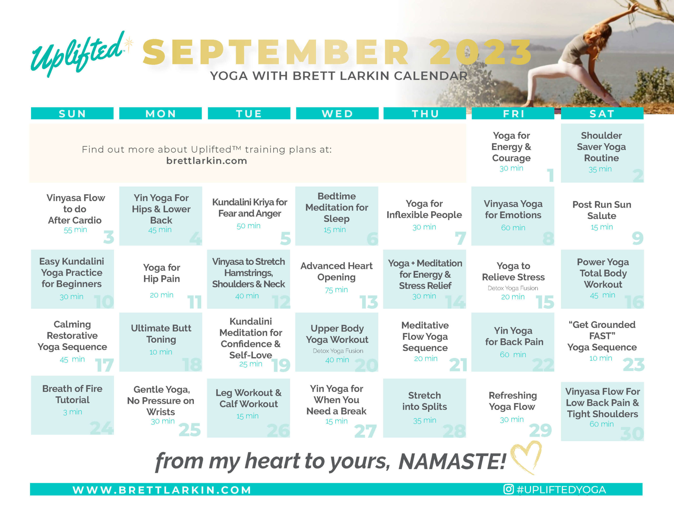 yoga calendar september 2023