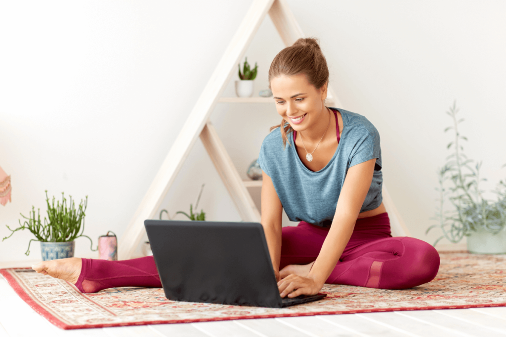 woman typing on laptop