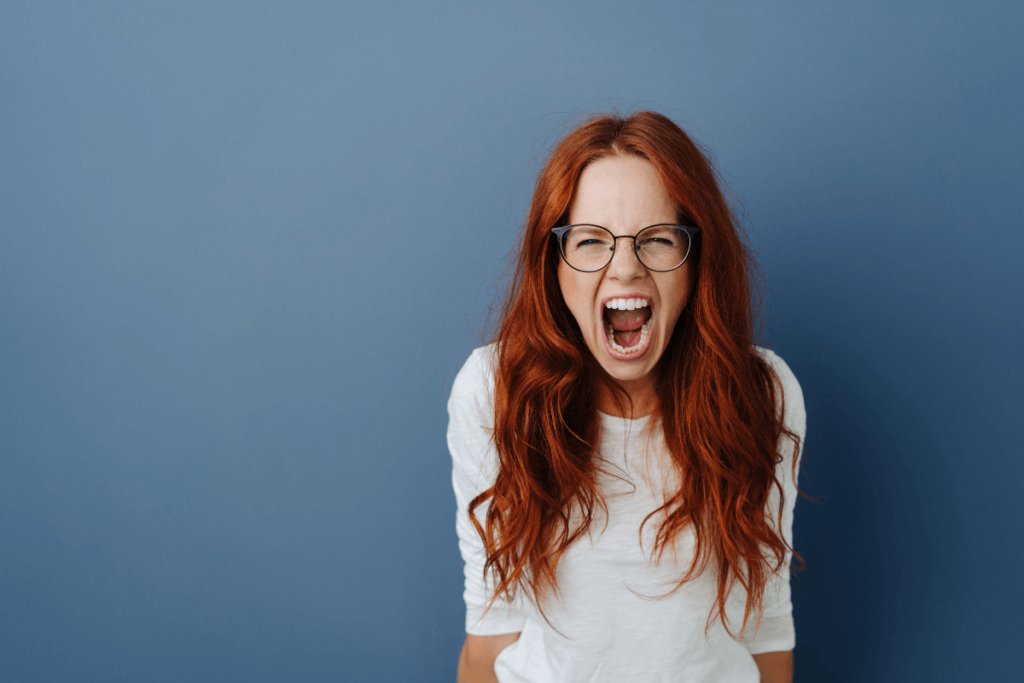 woman screaming because of the patriarchy