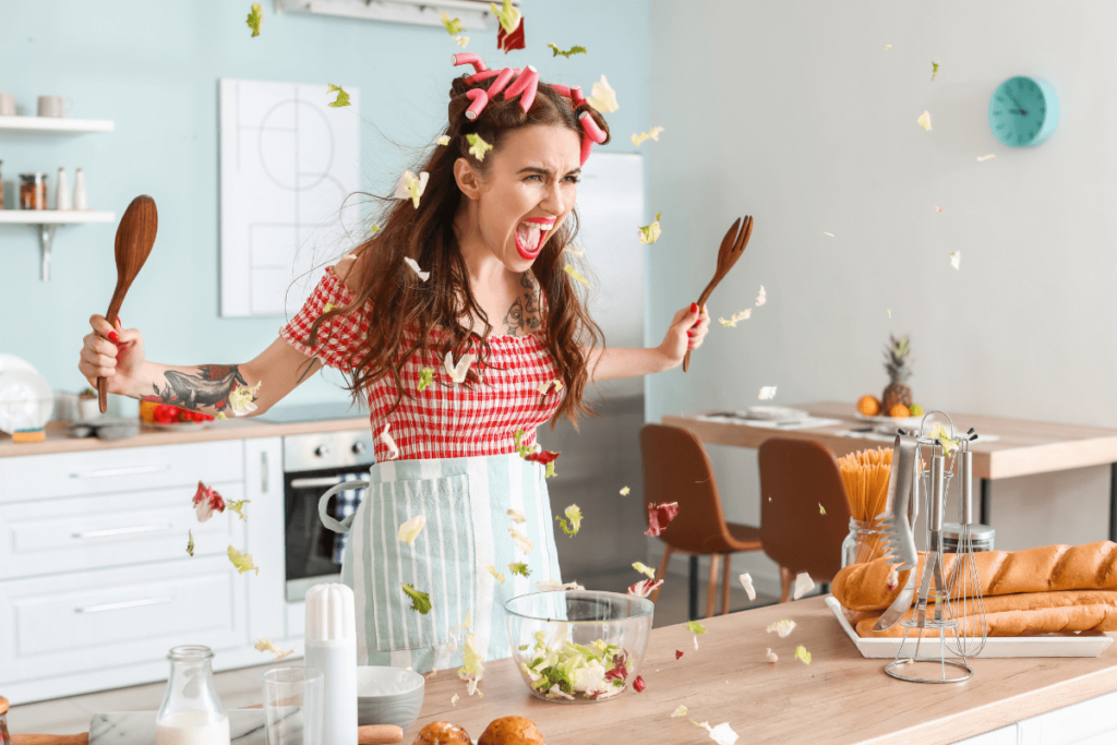 woman overwhelmed with household tasks