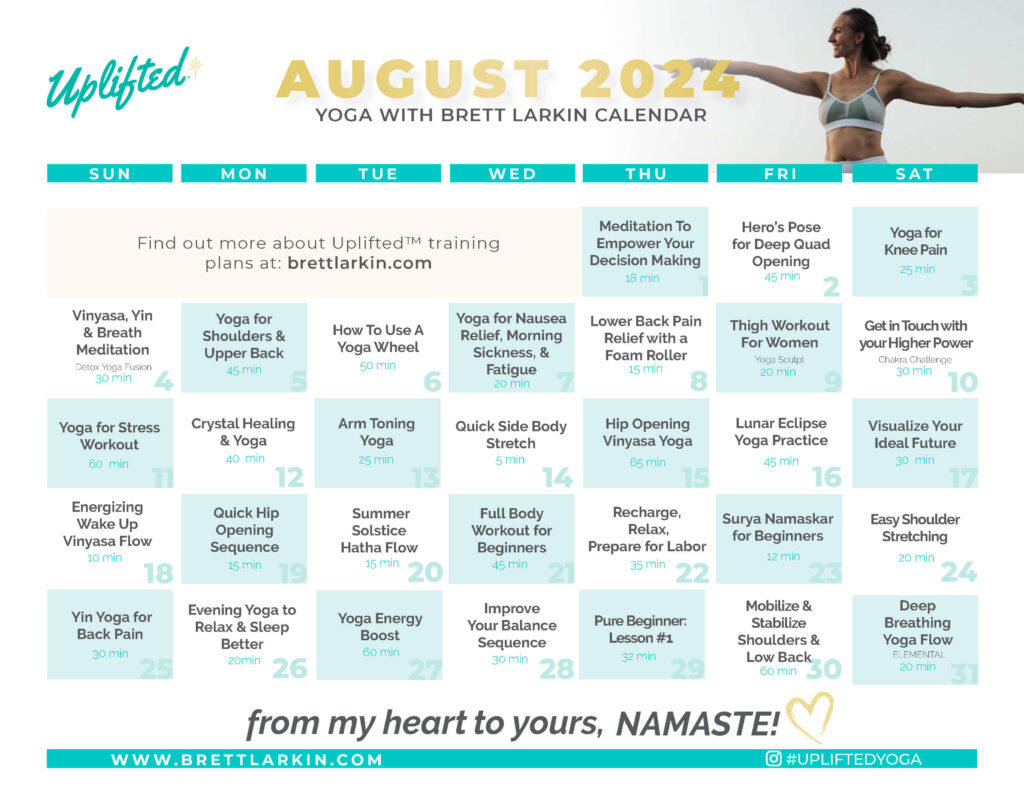 Yoga Calendar August 2024