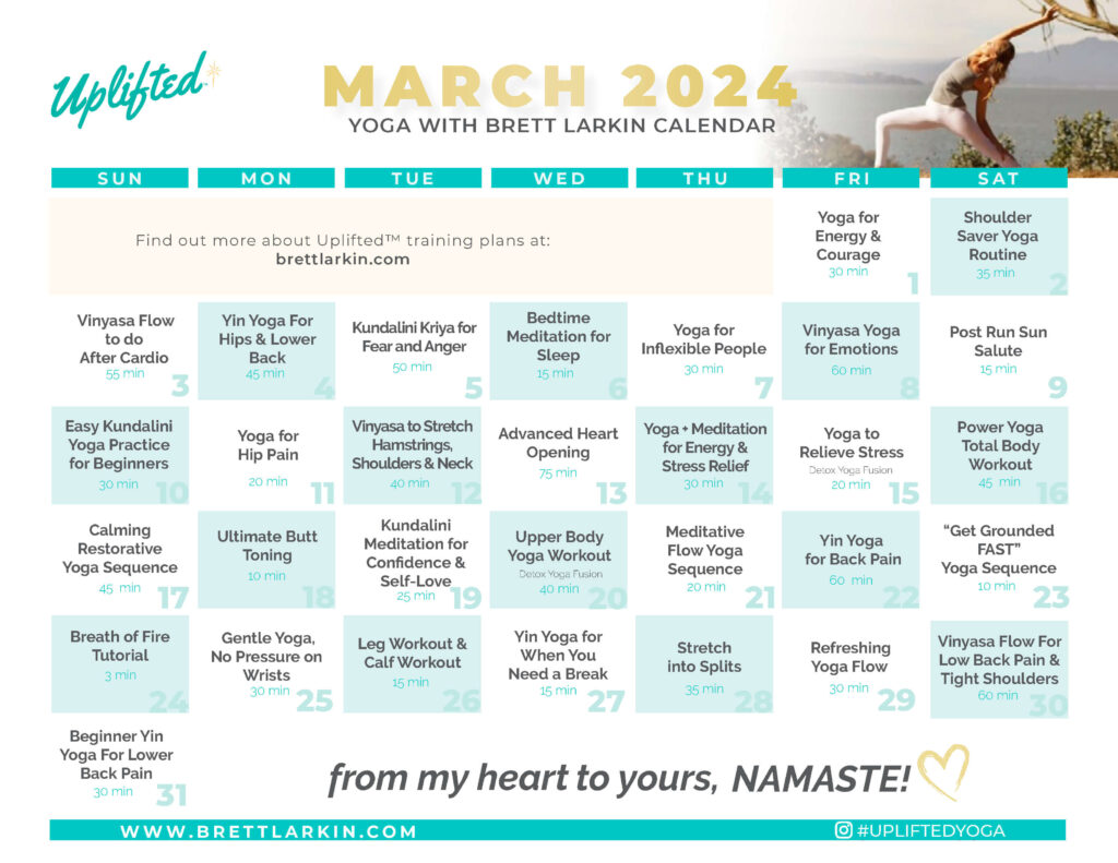 Yoga Calendar March 2024