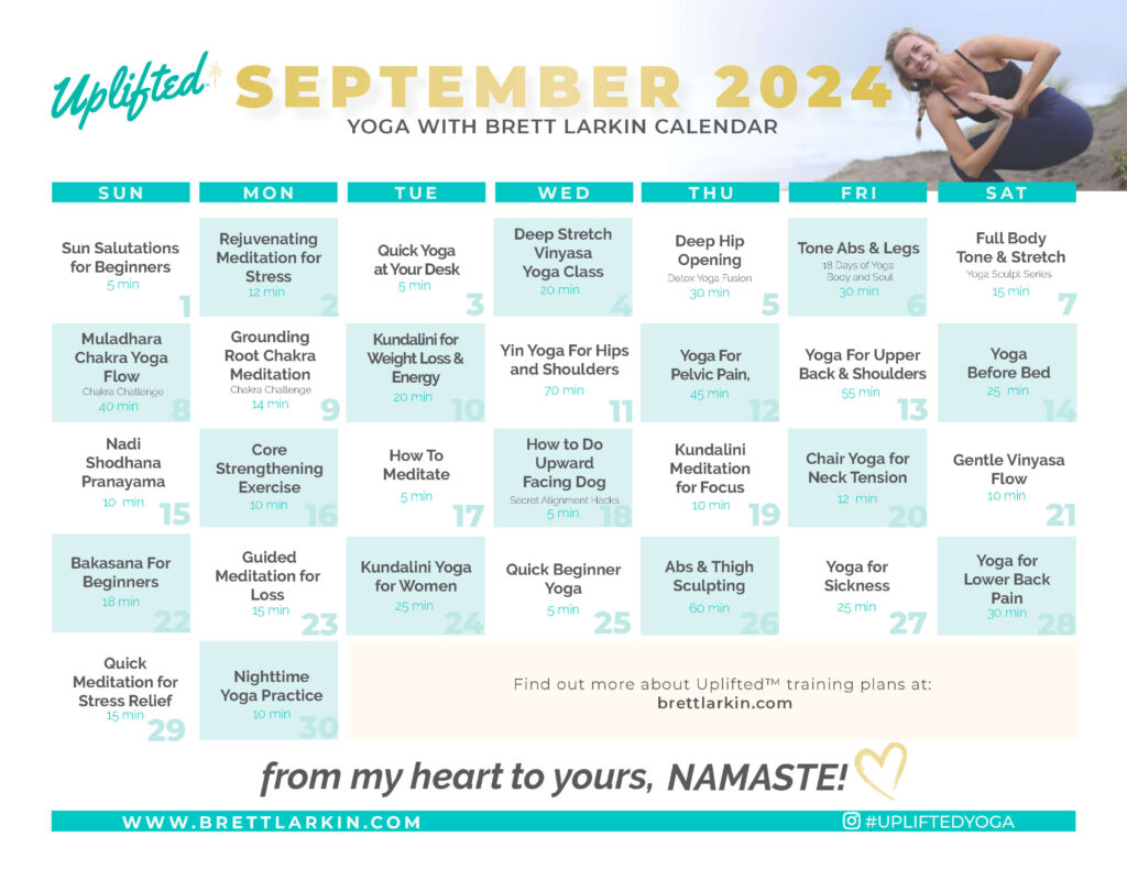 Yoga Calendar September 2024