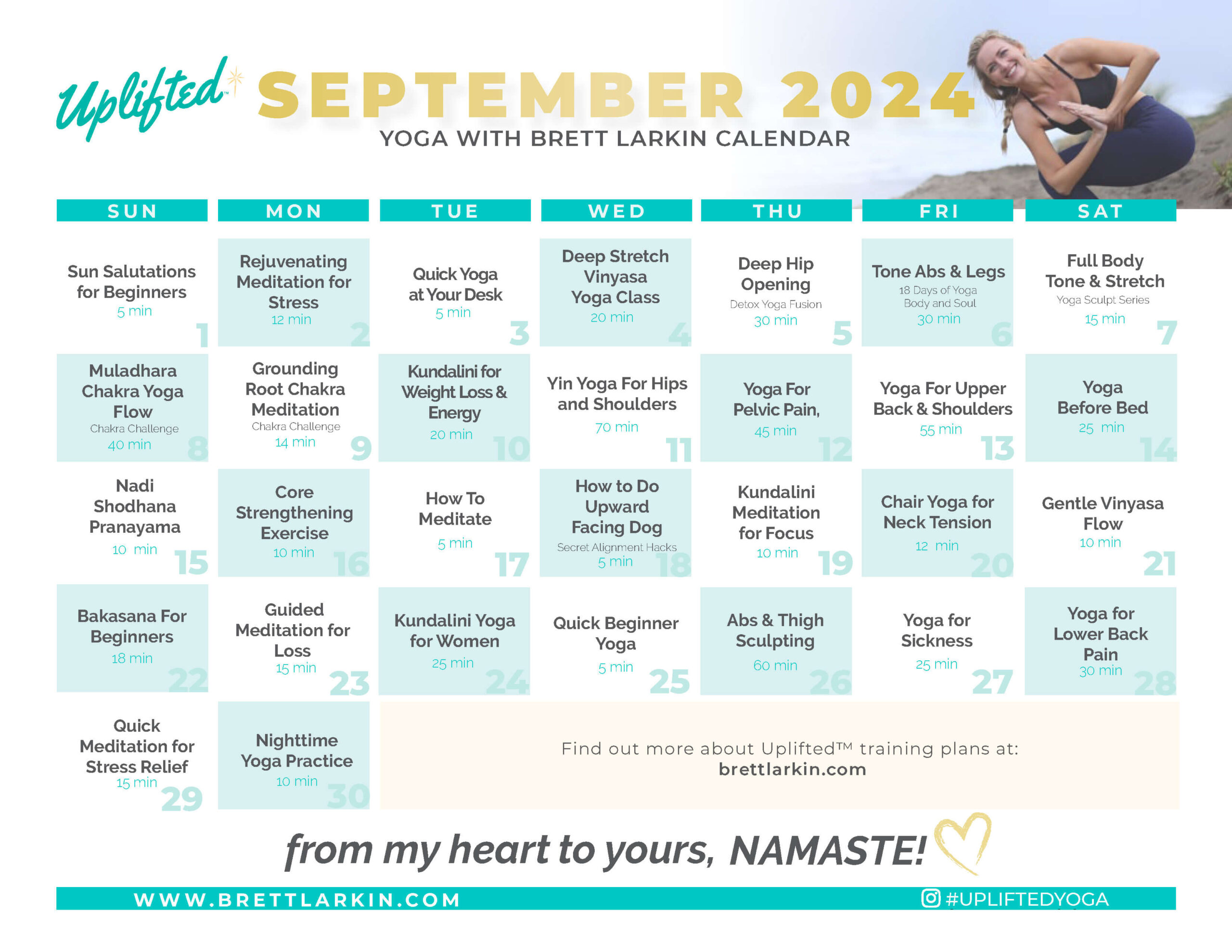 September 2024 Yoga Calendar Uplifted Yoga Brett Larkin Yoga