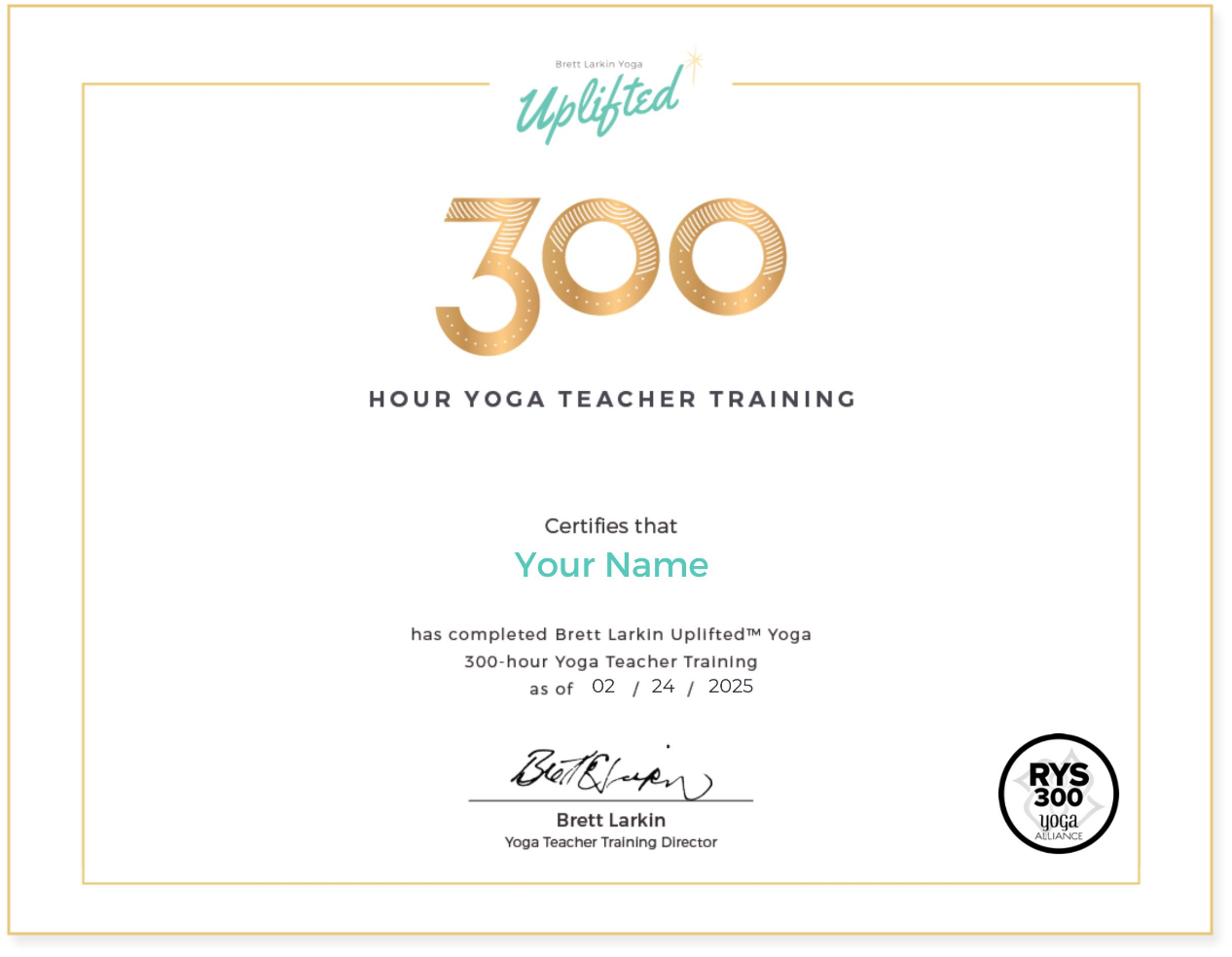 Uplifted Yoga Teacher Training Graduation Certificate Uplifted Yoga Teacher Training Graduation Certificate