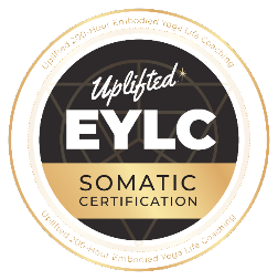 Uplifted somatic yoga and life coaching certification badge