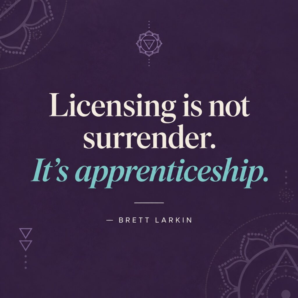 Quote graphic: Licensing a yoga teacher training curriculum is not surrender — it’s apprenticeship.