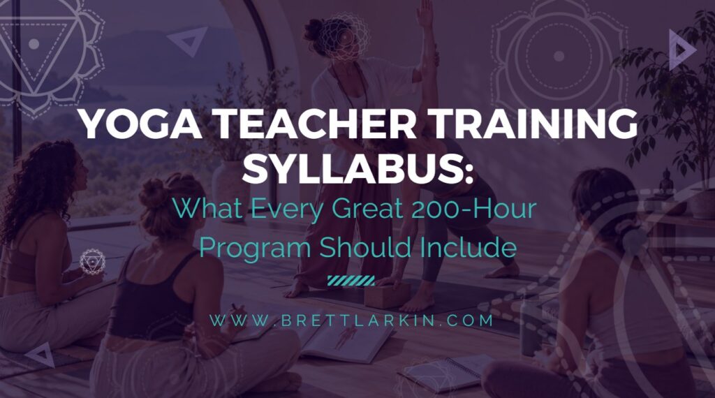 Yoga teacher training syllabus for a 200-hour YTT showing students learning hands-on teaching, alignment, and cueing skills